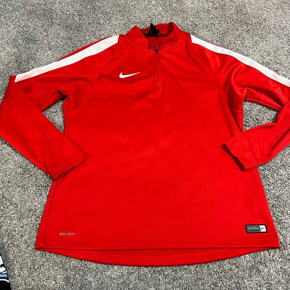 Nike Men’s Red Soccer 1/4 Zip Long Sleeve size Large - Picture 1 of 6